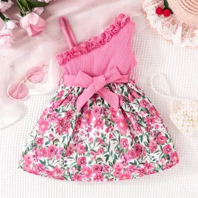 1 - 6 Years old Summer Ruffles Floral Off Shoulder Sleeveless Dresses