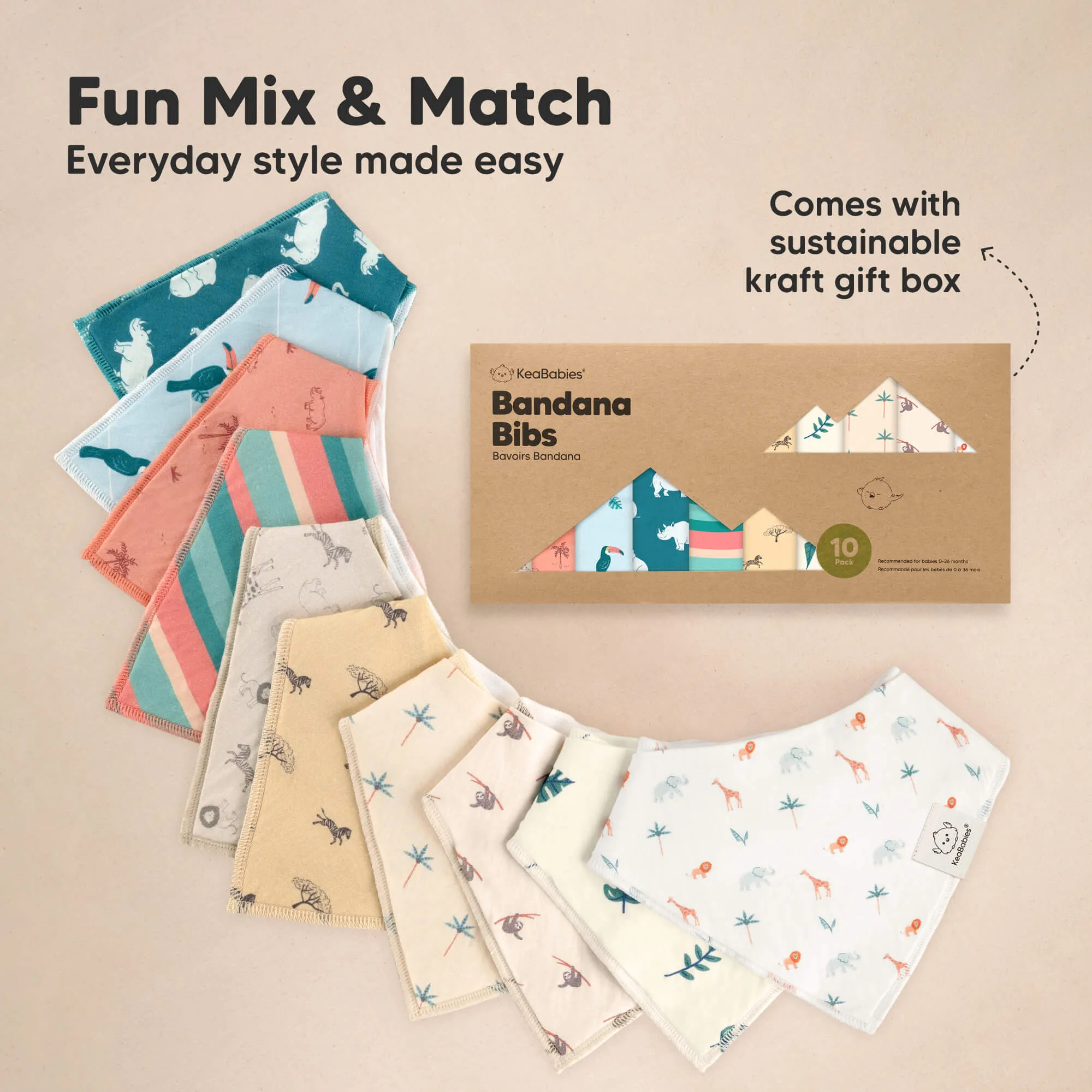 10-Pack Organic Bandana Bibs (Cosmo)