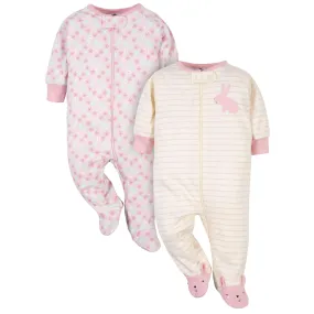 2-Pack Baby Girls Organic Bunny Sleep 'N Plays