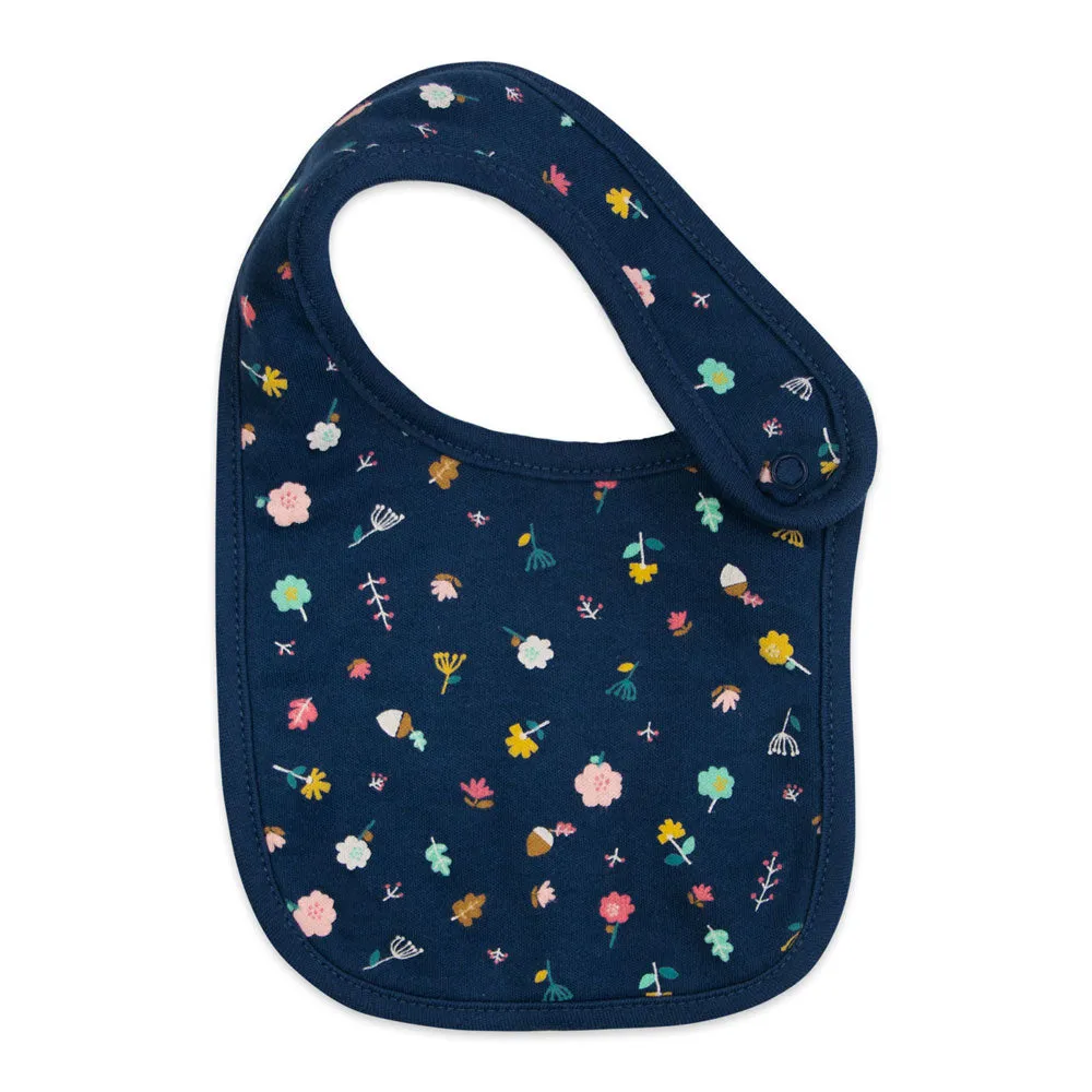 3-Pack Organic Cotton Bib in Floral Squirrel Print