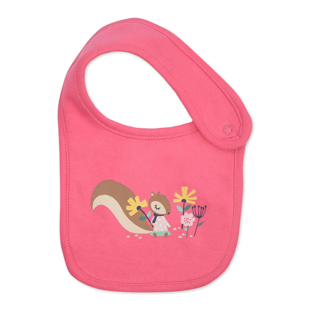 3-Pack Organic Cotton Bib in Floral Squirrel Print