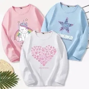 3 Pcs Kids Girls T-shirts Princess Toddler Baby Clothes