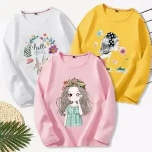 3 Pcs Kids Girls T-shirts Princess Toddler Baby Clothes