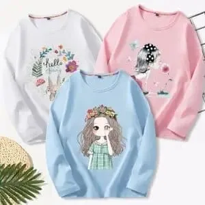 3 Pcs Kids Girls T-shirts Princess Toddler Baby Clothes