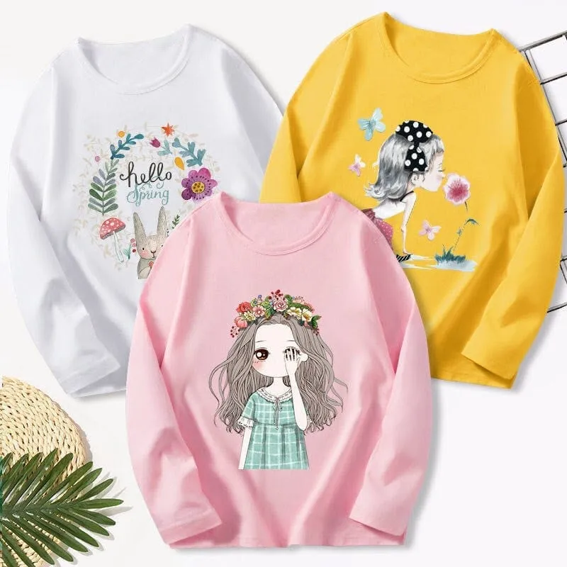3 Pcs Kids Girls T-shirts Princess Toddler Baby Clothes