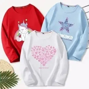 3 Pcs Kids Girls T-shirts Princess Toddler Baby Clothes