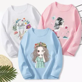 3 Pcs Kids Girls T-shirts Princess Toddler Baby Clothes