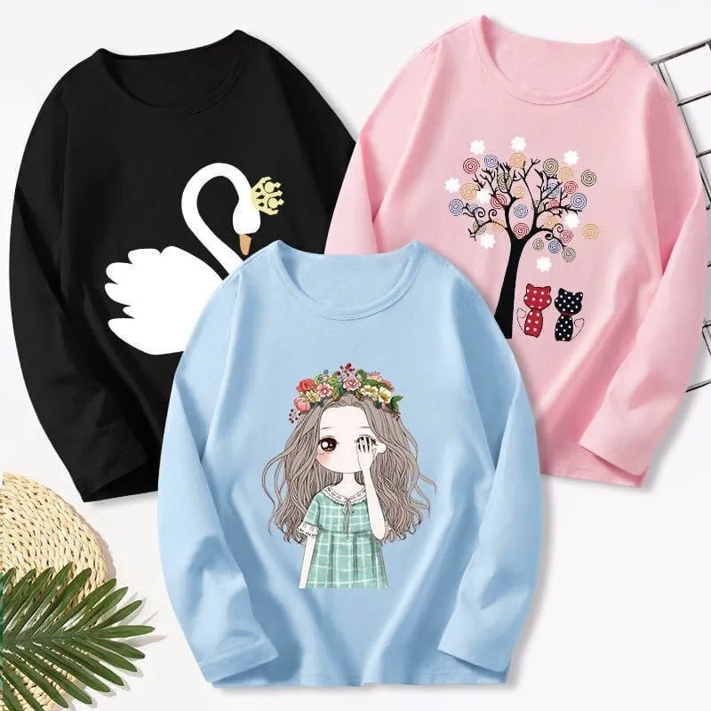 3 Pcs Kids Girls T-shirts Princess Toddler Baby Clothes