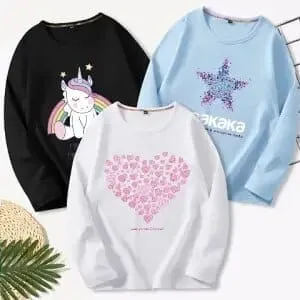 3 Pcs Kids Girls T-shirts Princess Toddler Baby Clothes