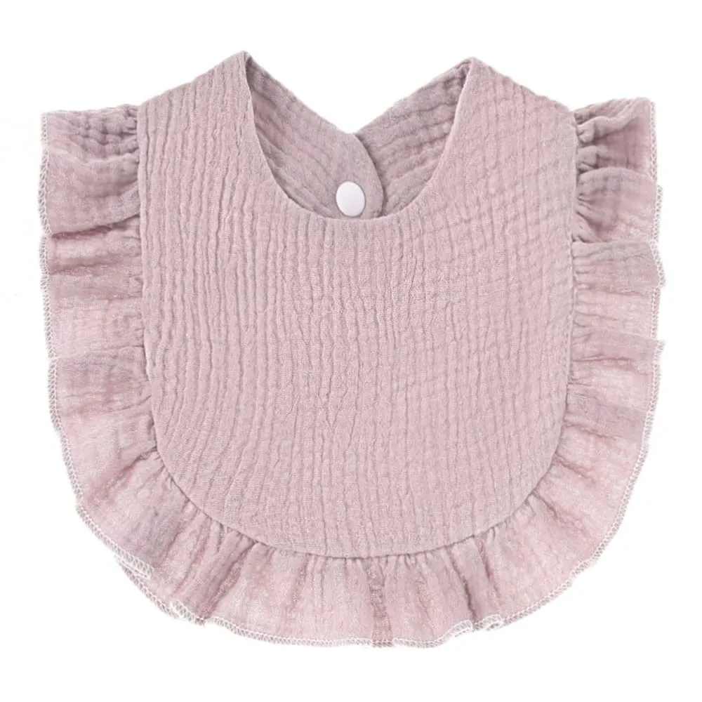 4 PACK Solid Muslin Baby Drool Bibs Set for Unisex Boys Girls Cotton Adjustable Teething Feeding Drooling Bibs Pink Set