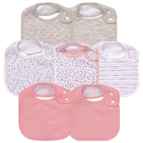 7 Pack Baby Cotton Absorbent Bibs for Drooling Teething Pink