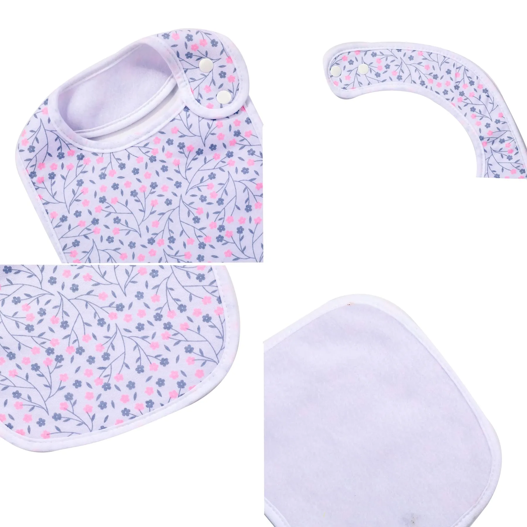 7 Pack Baby Cotton Absorbent Bibs for Drooling Teething Pink