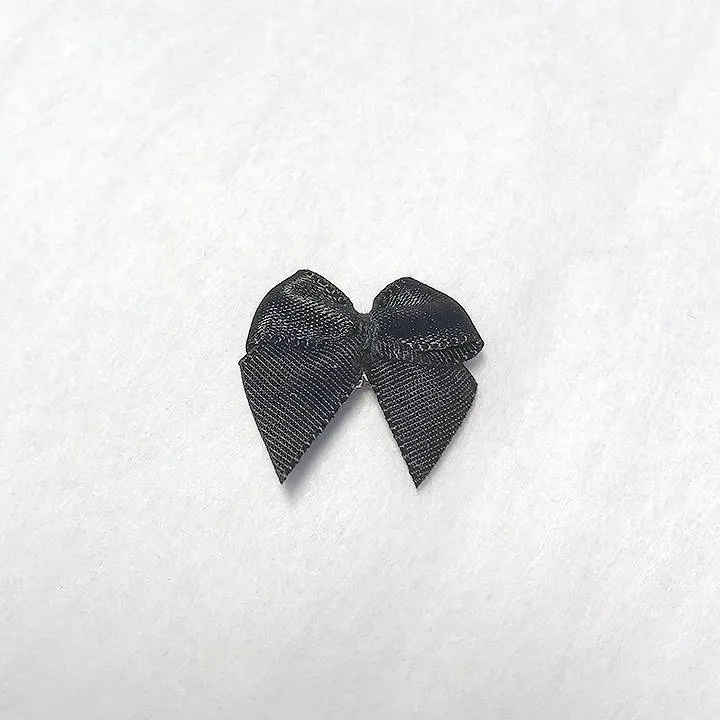 7/8" (22mm) Small Satin Bows with Rhinestone- Set of 2