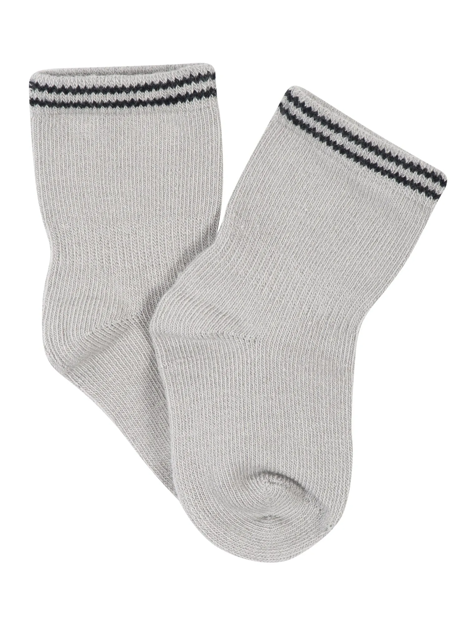 8-Pack Baby Boys Black & Taupe Stripes Wiggle-Proof™ Socks