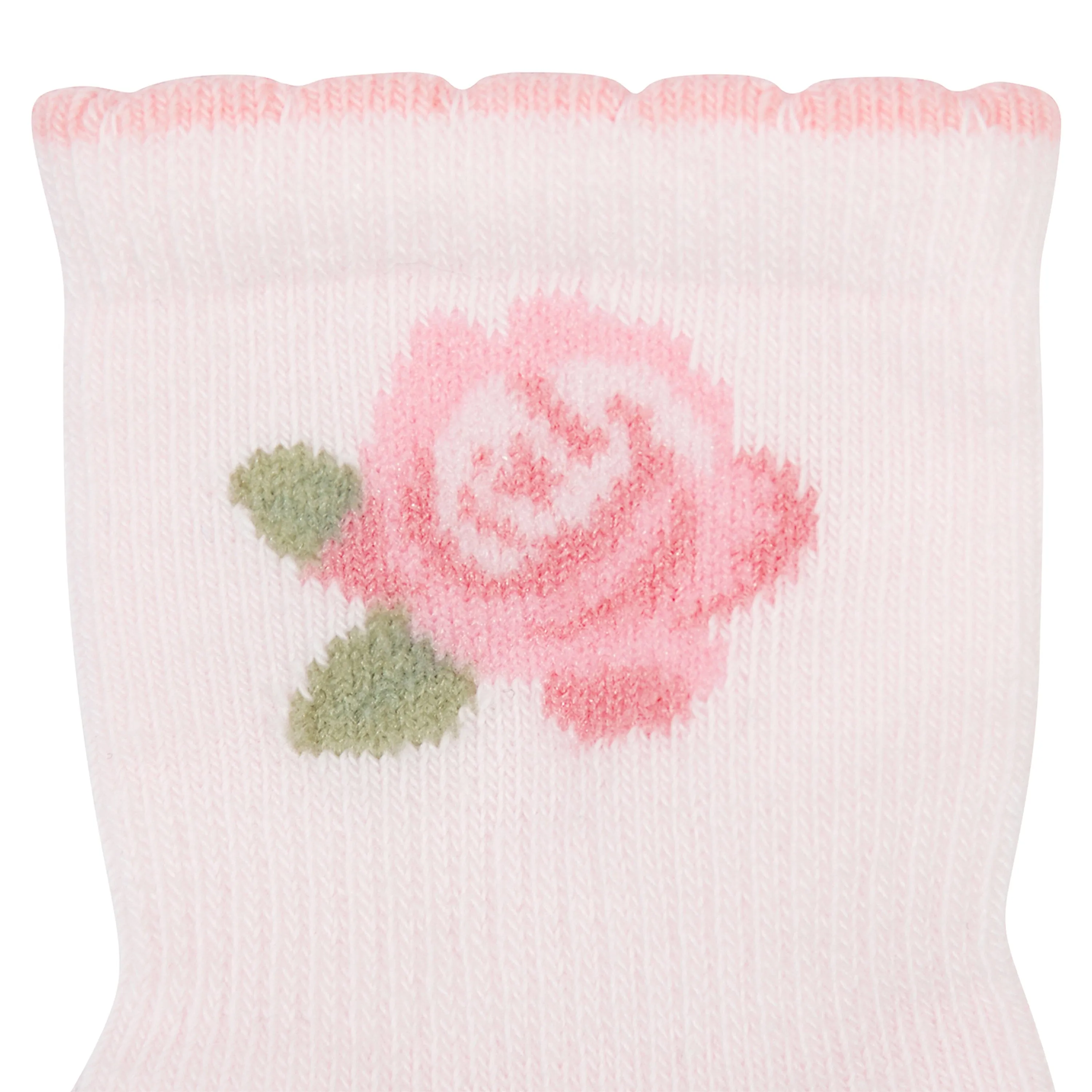 8-Pack Baby Girls Pink & Lilac Roses Wiggle-Proof™ Socks
