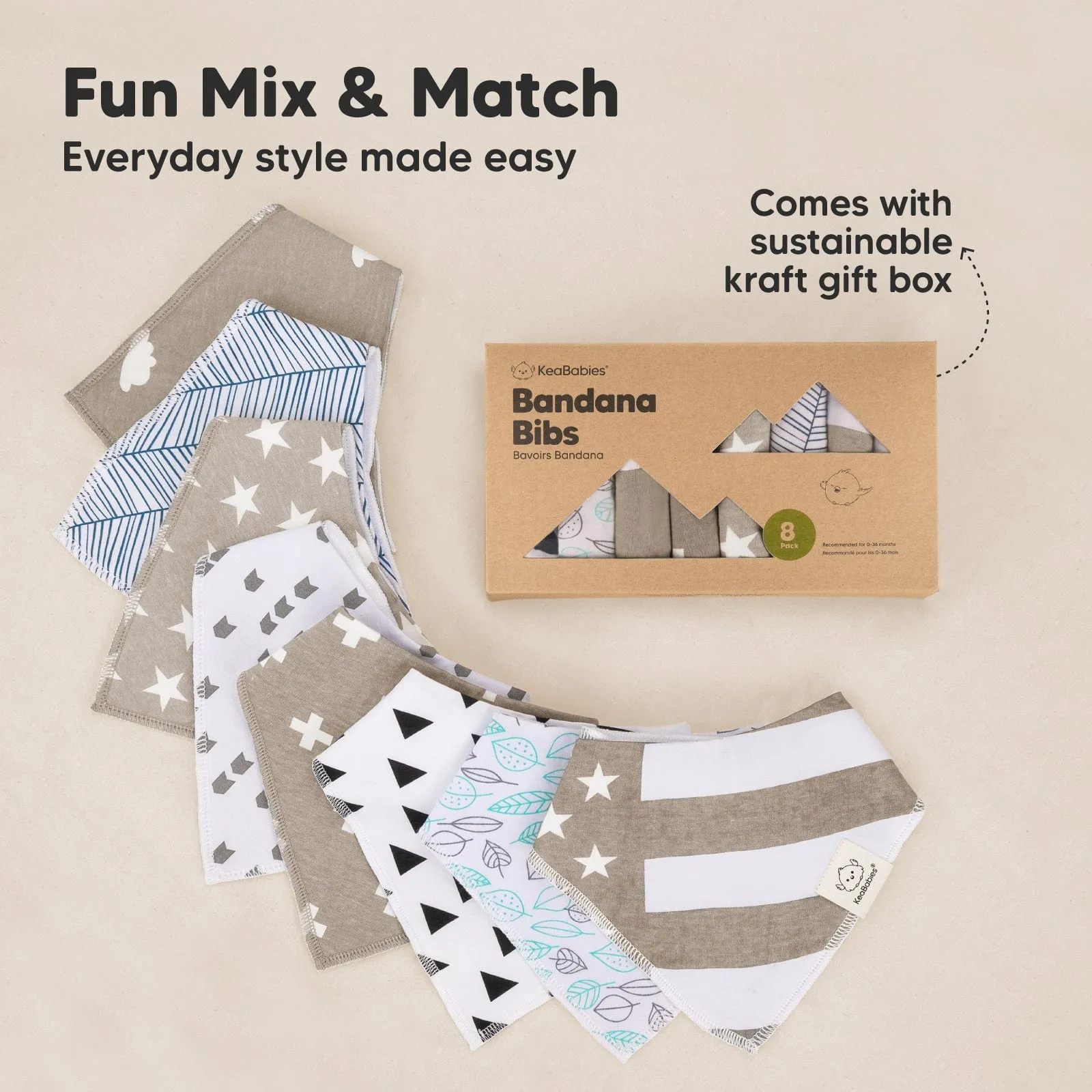 8-Pack Organic Bandana Bibs (Pets & Paws)