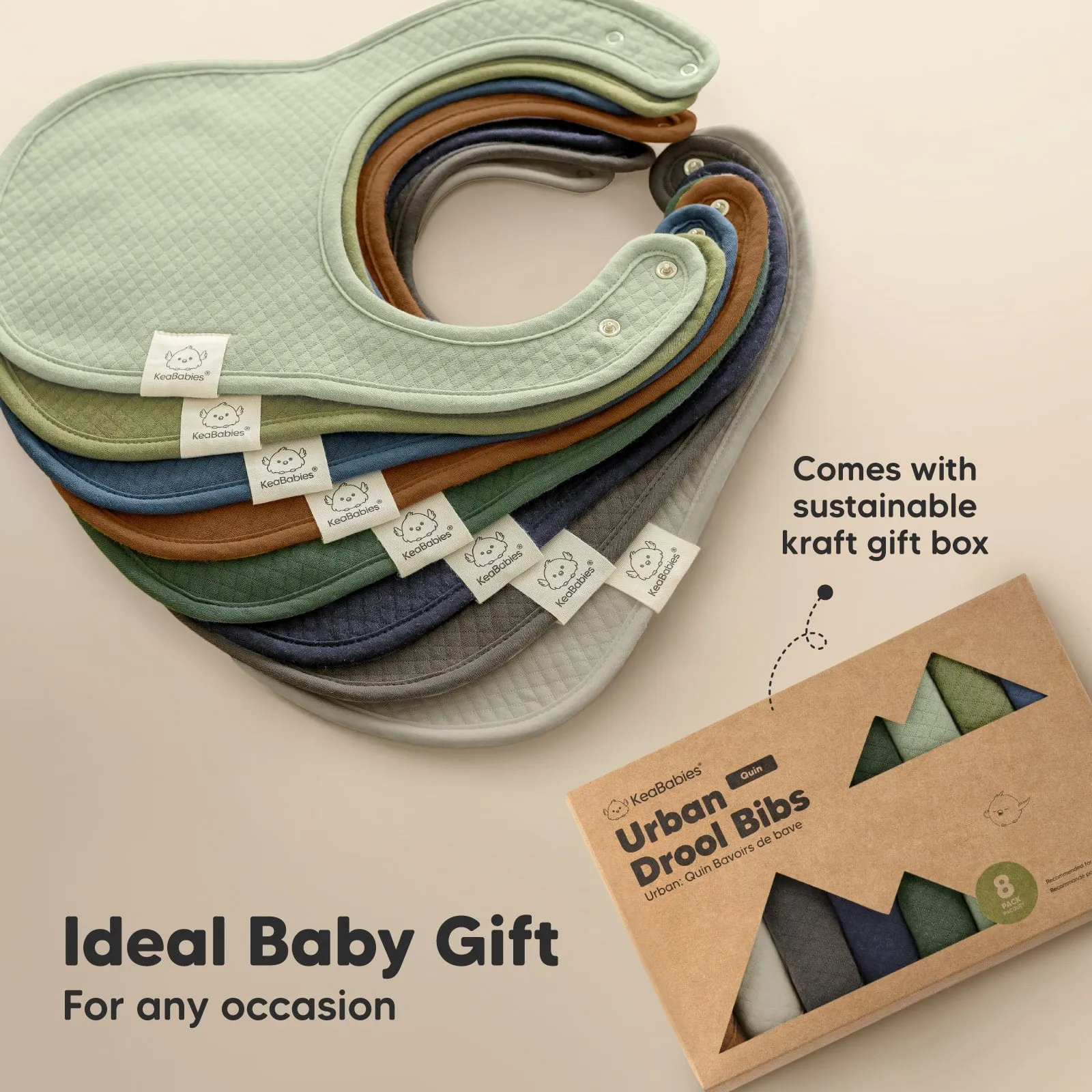 8-Pack Urban Quin Drool Bibs (Hunter)