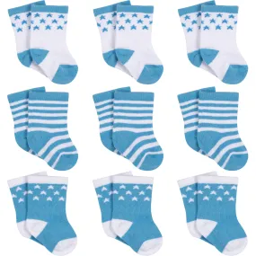 9-Pack Baby Boys Stars Jersey Crew Socks