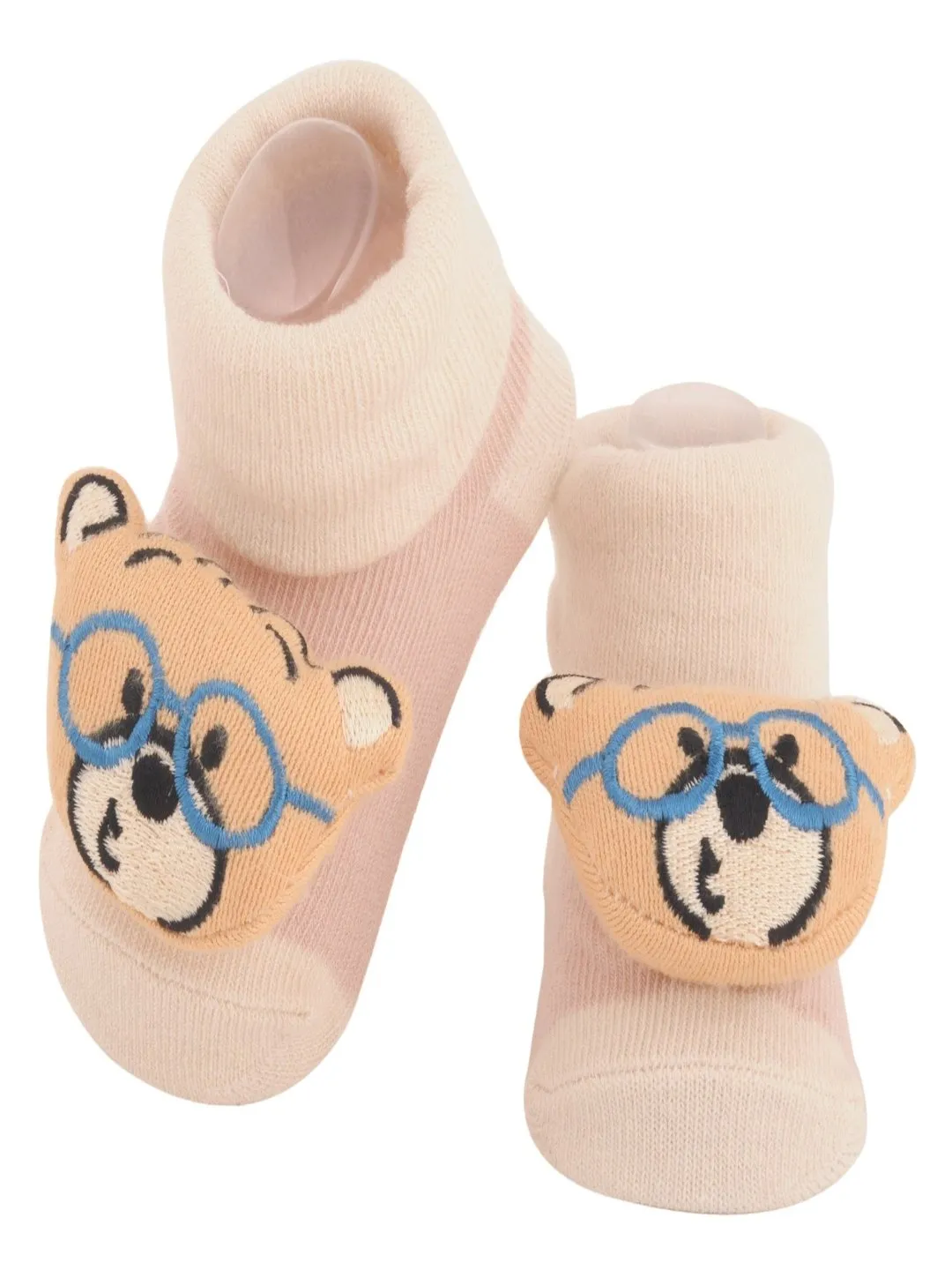 Adorable Bear Face Baby Socks with Glasses Design for Boys