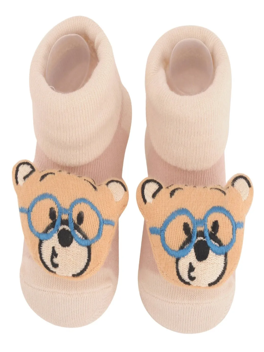 Adorable Bear Face Baby Socks with Glasses Design for Boys