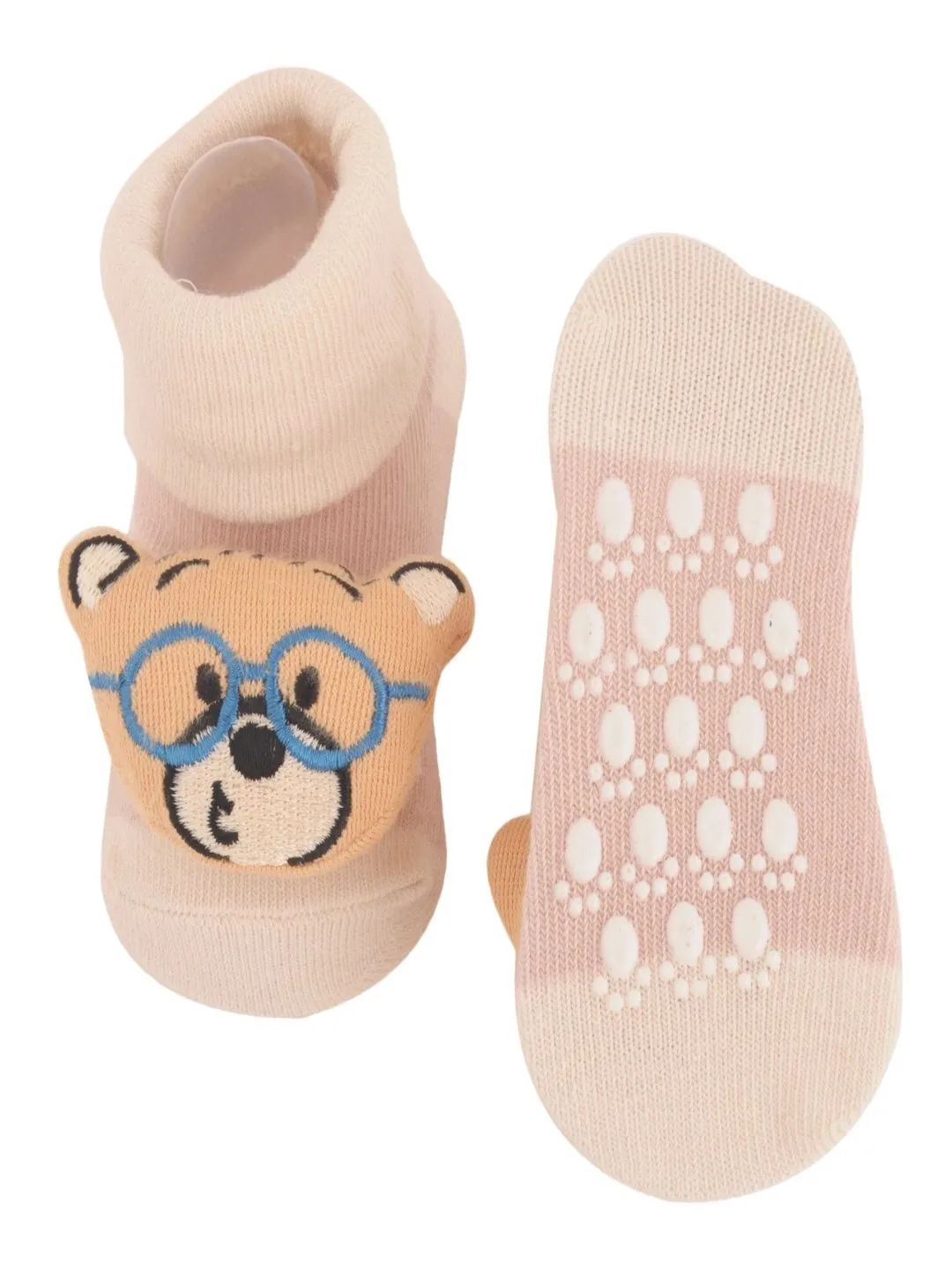 Adorable Bear Face Baby Socks with Glasses Design for Boys