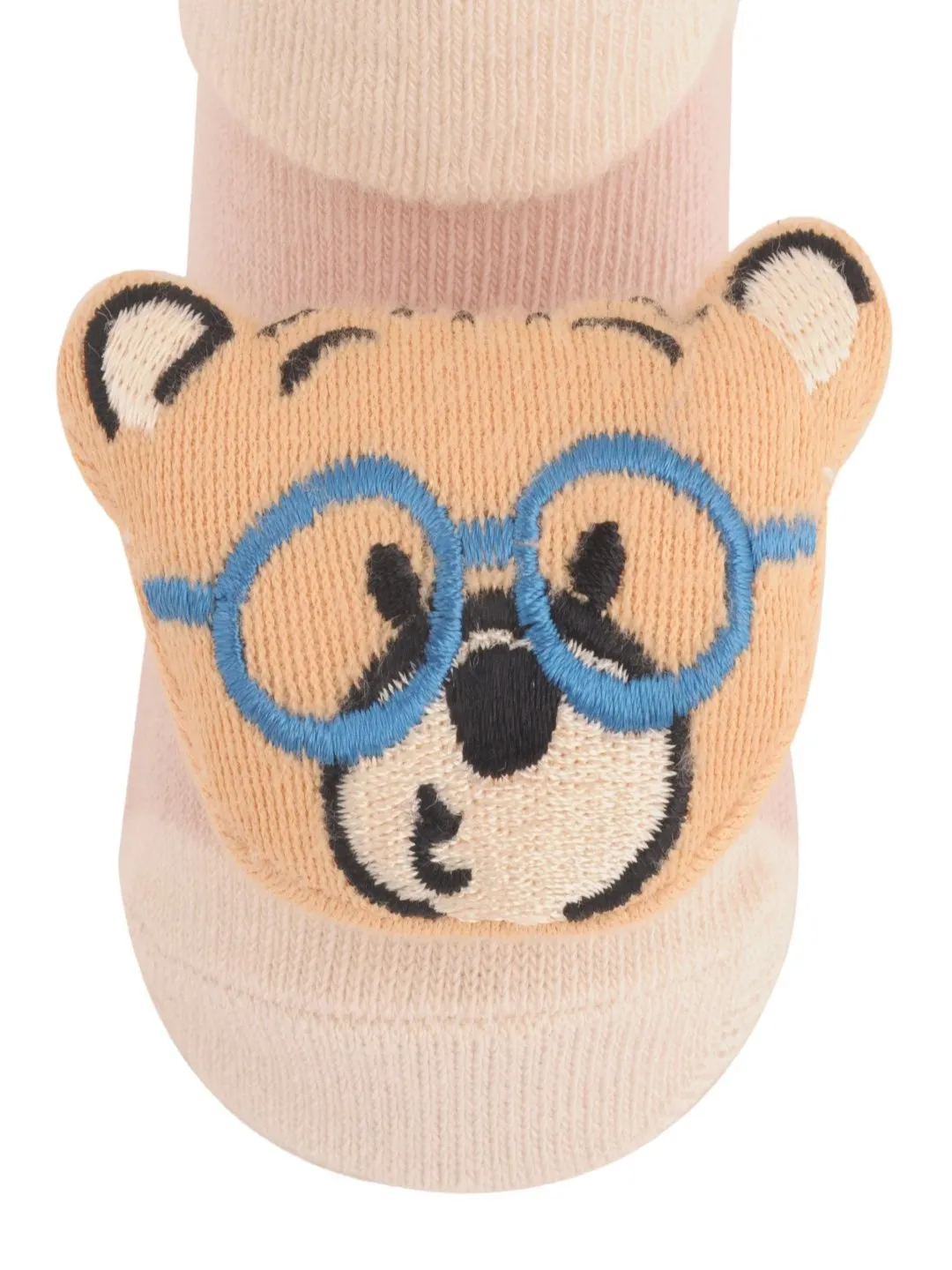 Adorable Bear Face Baby Socks with Glasses Design for Boys