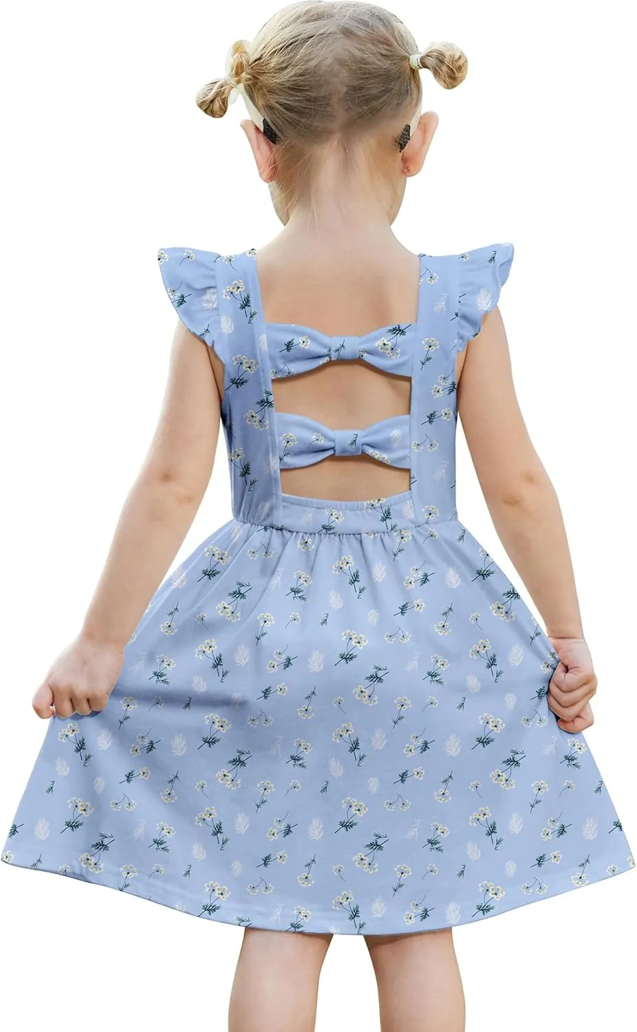 Arshiner Toddler Girls Dresses Flutter Sleeve Ruffle Back Bowknot Dress