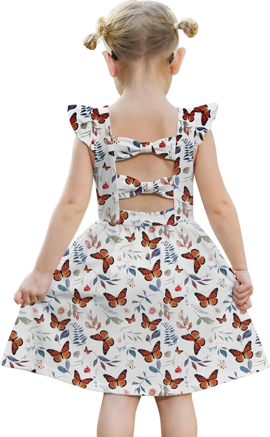 Arshiner Toddler Girls Dresses Flutter Sleeve Ruffle Back Bowknot Dress