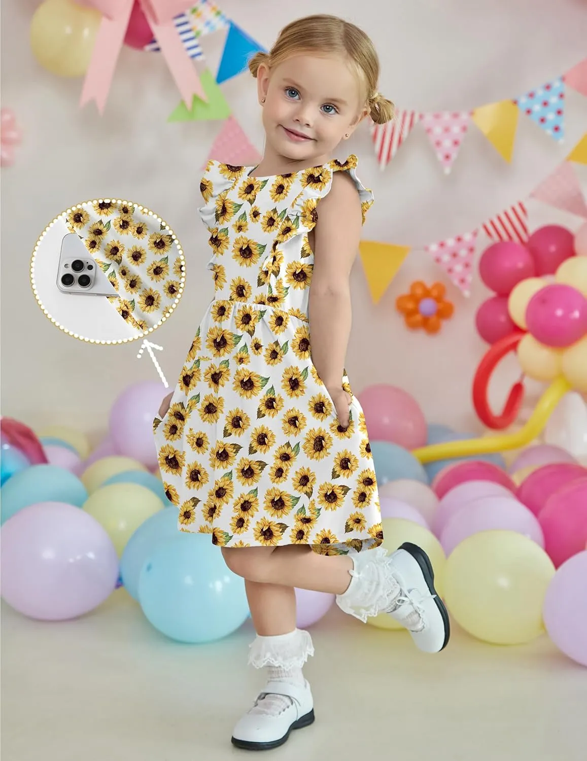 Arshiner Toddler Girls Dresses Flutter Sleeve Ruffle Back Bowknot Dress