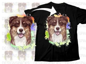Australian Shepherd Watercolor Art Png Digital Download