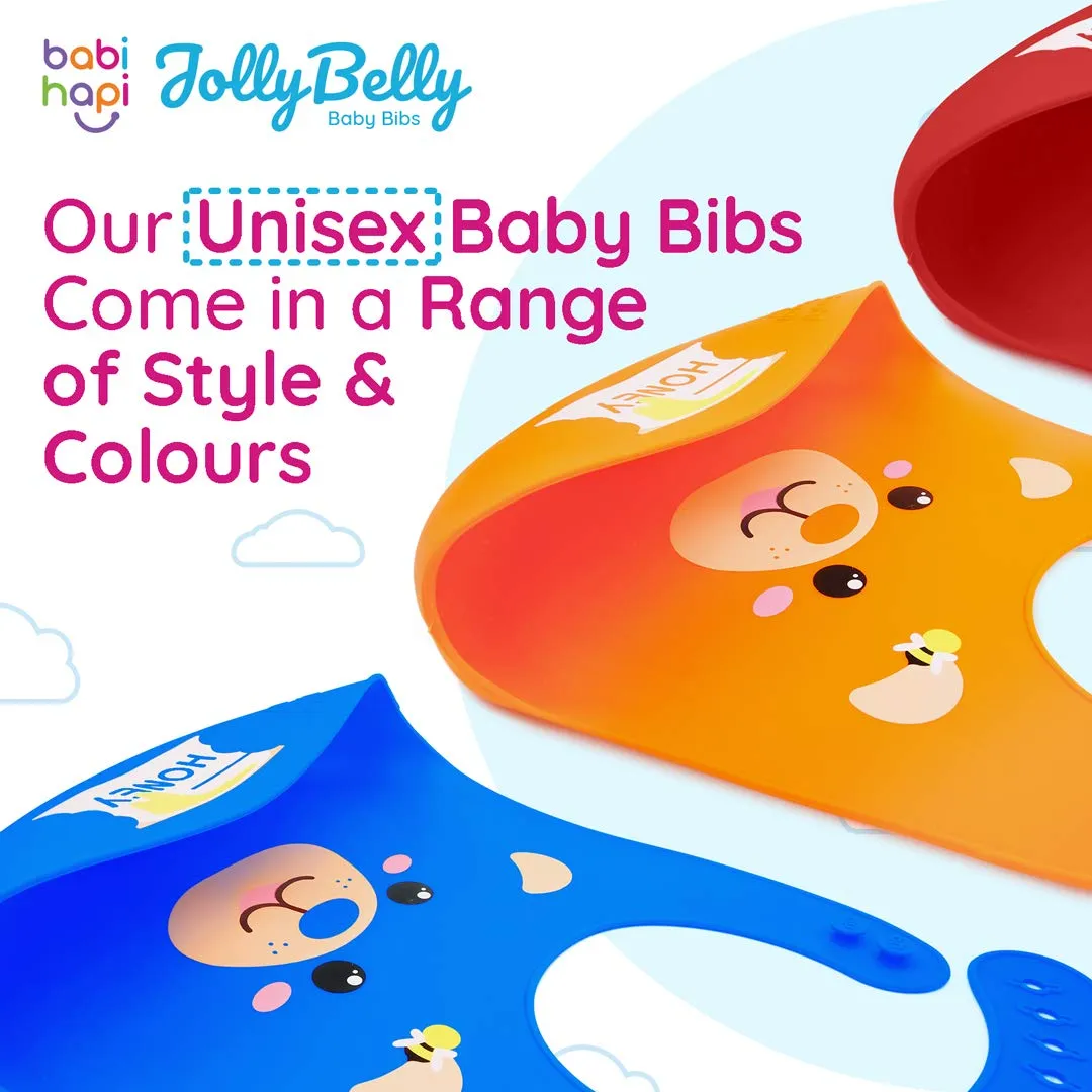 Babi Hapi® Silicone Bibs for Babies – 2-Piece Set Weaning Bibs for Boys and Girls – Soft and Food-Grade Silicone – Practical Baby Bibs with Sleeves for Feeding – Adjustable Dribble Bibs (Blue-Orange) Blue-Orange