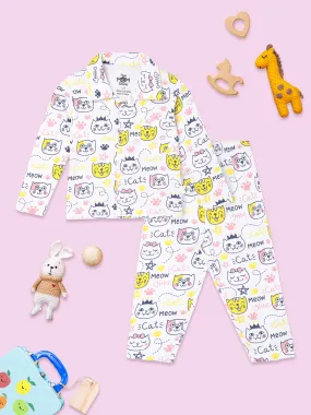 Baby and Kids Pajama Nightsuit Set - Meow Meow