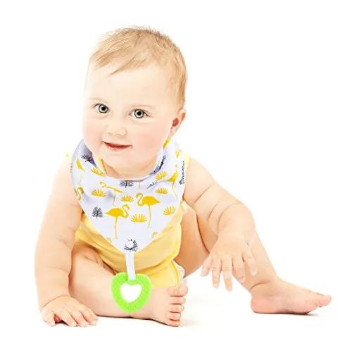 Baby Bandana Drool Bibs 6-Pack and Teething Toys 6-Pack Made with 100% Organic Cotton, Super Absorbent and Soft Unisex (Vuminbox) (6-Pack Unisex)
