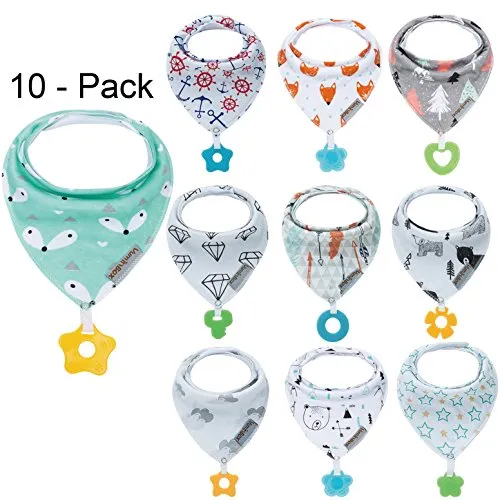 Baby Bandana Drool Bibs and Teething Toys (10 -Pack Unisex)
