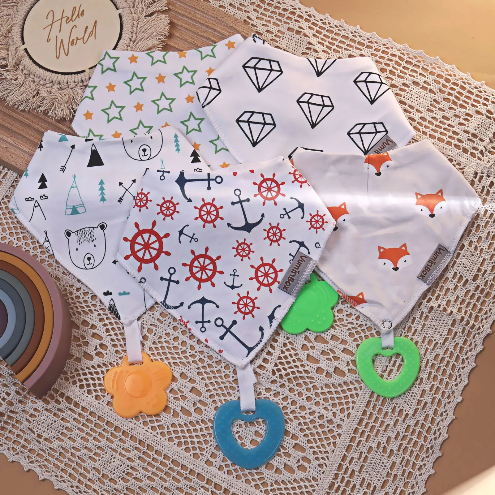 Baby Bandana Drool Bibs and Teething Toys (10 -Pack Unisex)