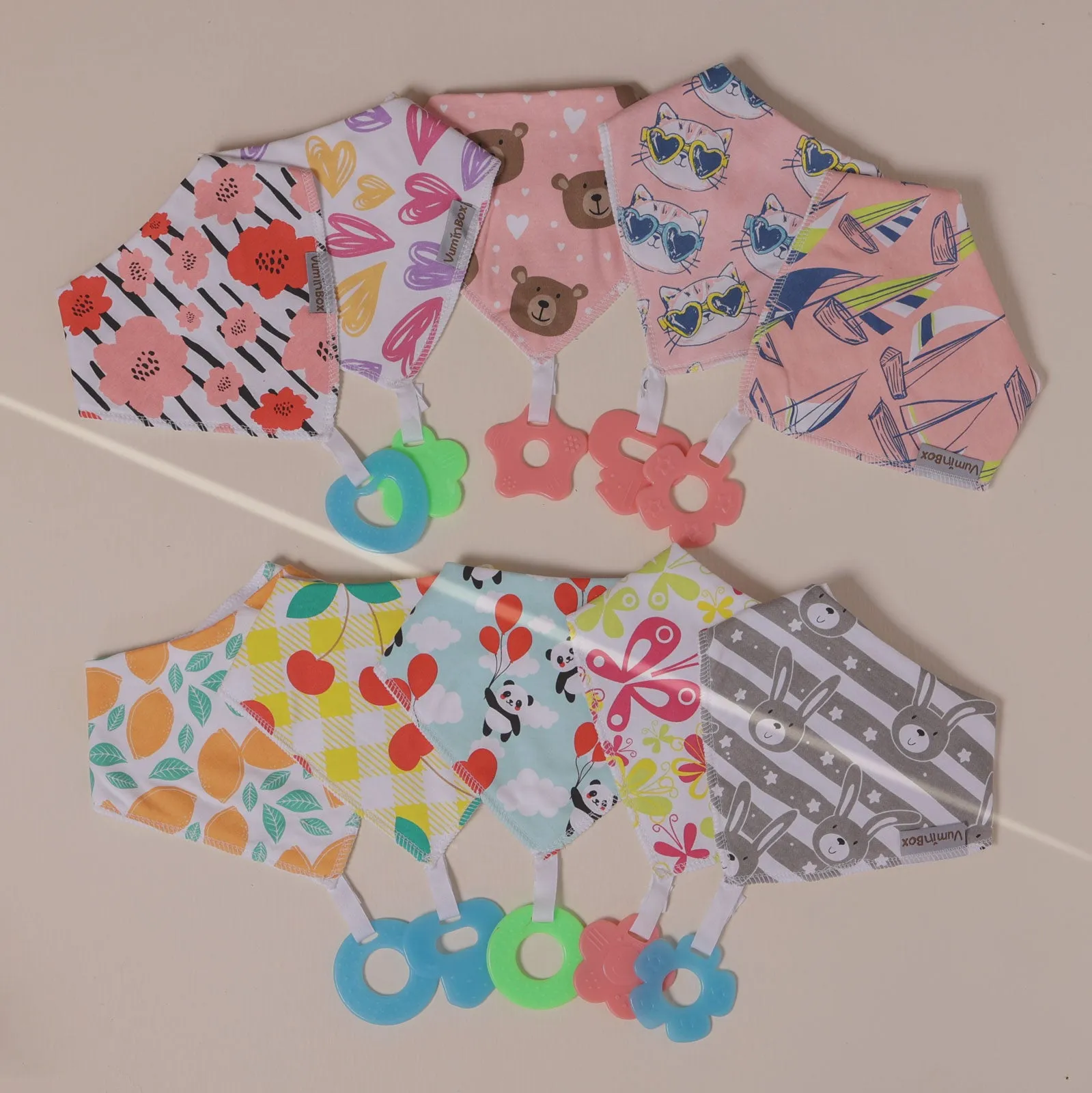 Baby Bandana Drool Bibs  and Teething toys (10 Pank Pack Gril)