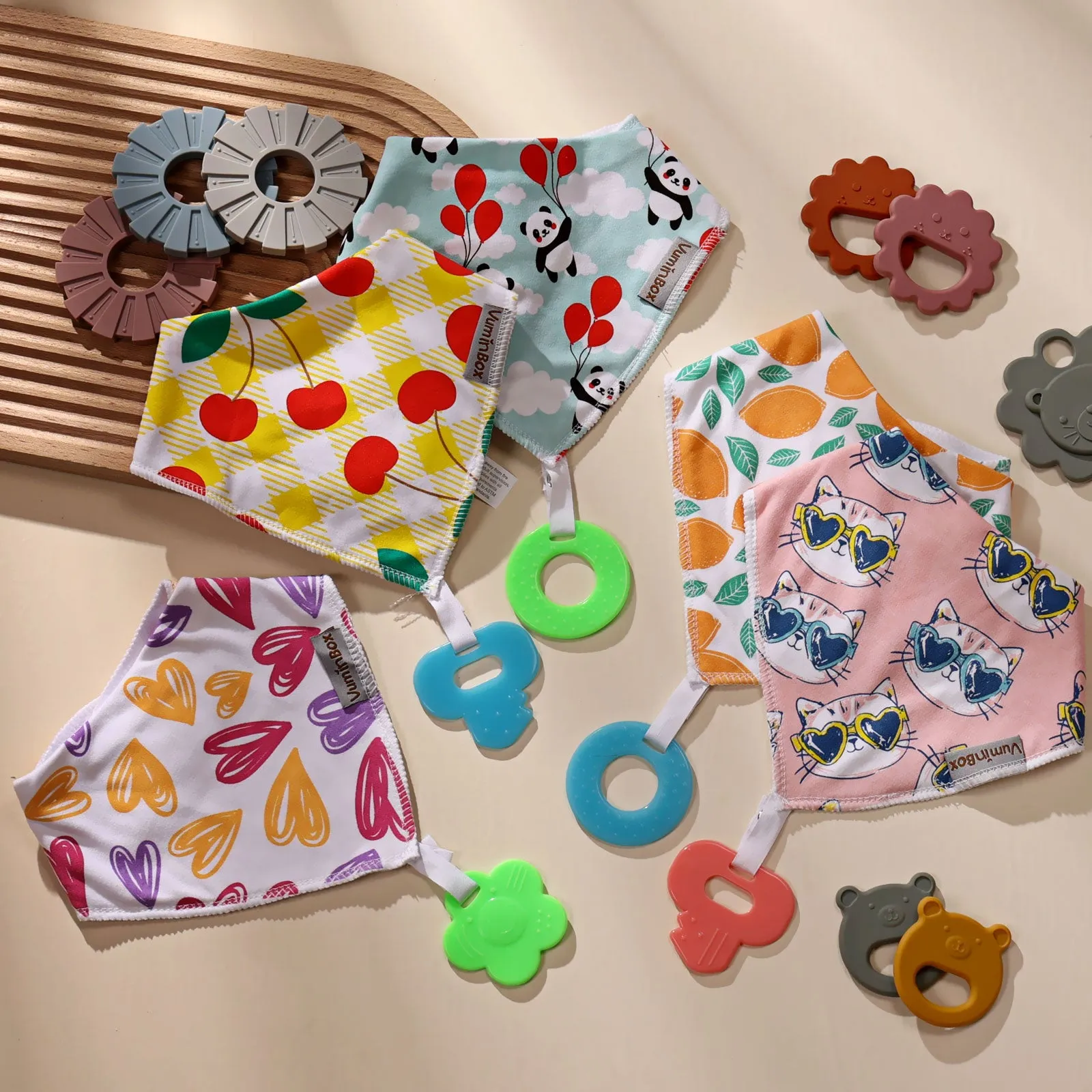 Baby Bandana Drool Bibs  and Teething toys (10 Pank Pack Gril)