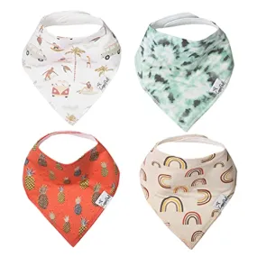 Baby Bandana Drool Bibs for Drooling and Teething 4 Pack Gift Set “Maui” by Copper Pearl