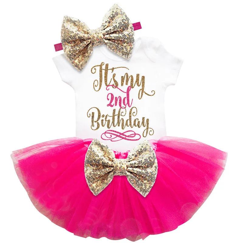 Baby Girl 1st 2nd Birthday Dress Baptism Tutu Toddler Dress