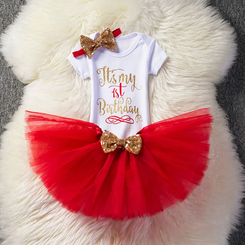 Baby Girl 1st 2nd Birthday Dress Baptism Tutu Toddler Dress