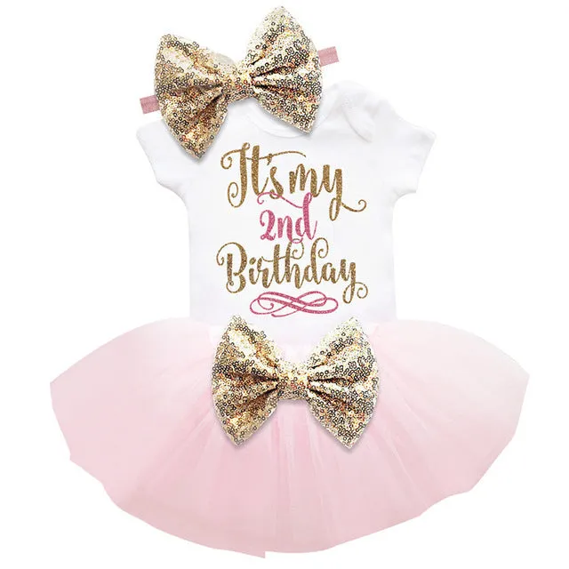 Baby Girl 1st 2nd Birthday Dress Baptism Tutu Toddler Dress