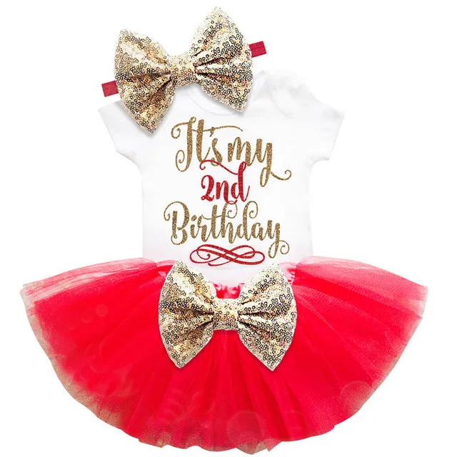 Baby Girl 1st 2nd Birthday Dress Baptism Tutu Toddler Dress