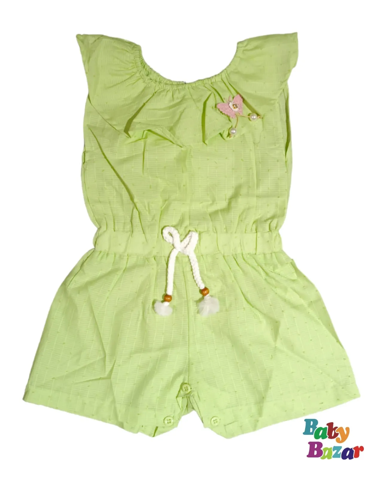 Baby Girl Romper In Simple Design Green Color