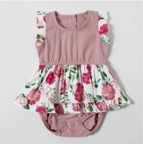 Baby Girls Dusty Pink Floral Dress