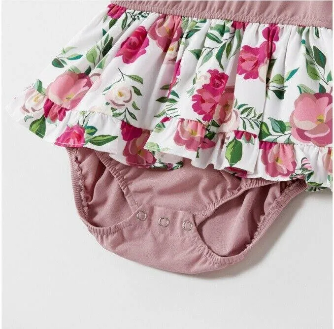 Baby Girls Dusty Pink Floral Dress