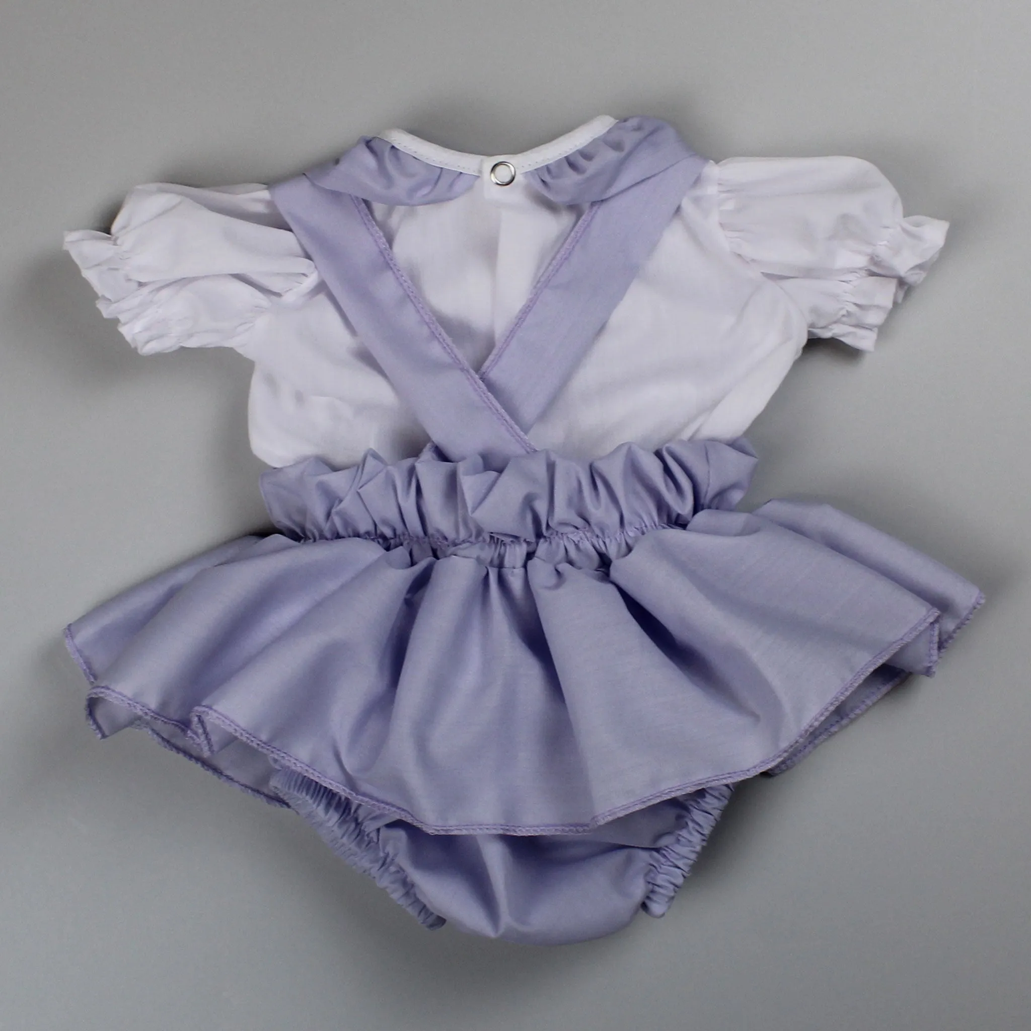 Baby Girls Summer Set - Frilly Pants with Braces and Shirt - Lilac