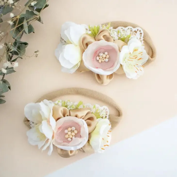 Baby Headband - Gold Floral