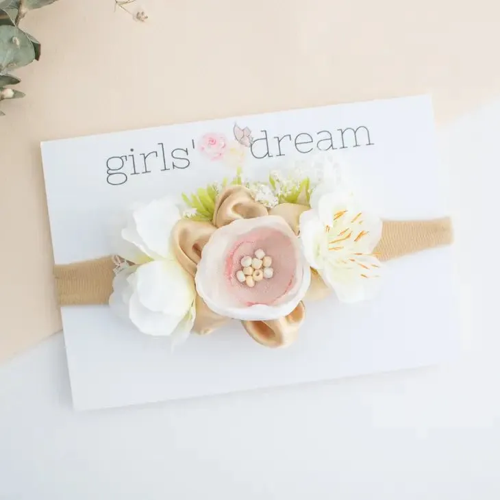 Baby Headband - Gold Floral