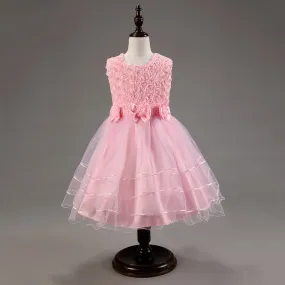 Baby Kids Girl Tulle Dress Sleeveless Bowknot Flora Princess Lovely Tutu Dresses