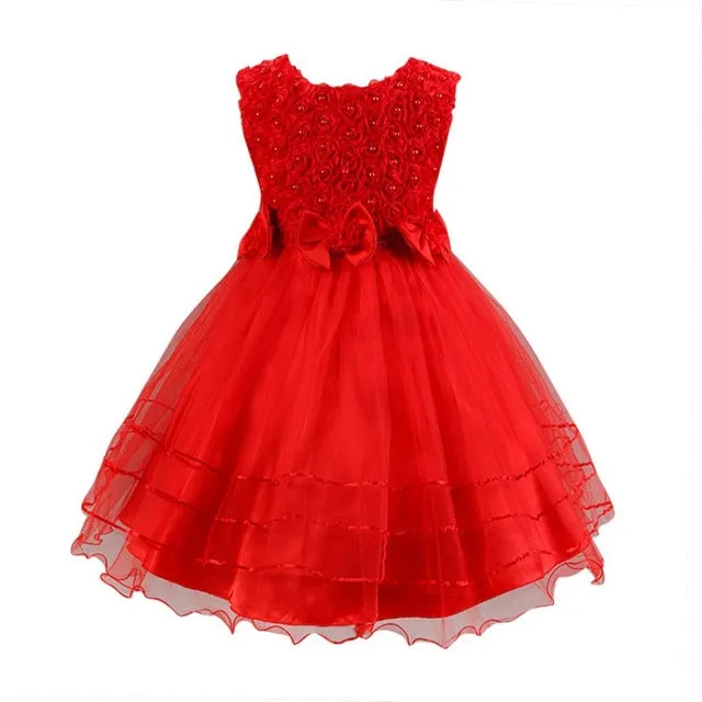Baby Kids Girl Tulle Dress Sleeveless Bowknot Flora Princess Lovely Tutu Dresses